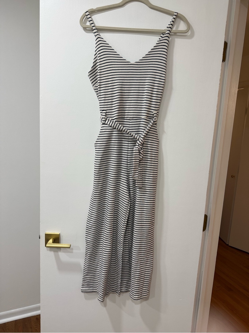 Monteau Navy and White Striped jumpsuit romper/ M- NWT